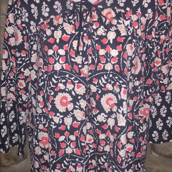 ⭐️HOST PICK⭐️ Lucky Brand Boho Chic Floral Top Coral Blue &White - Picture 3 of 7